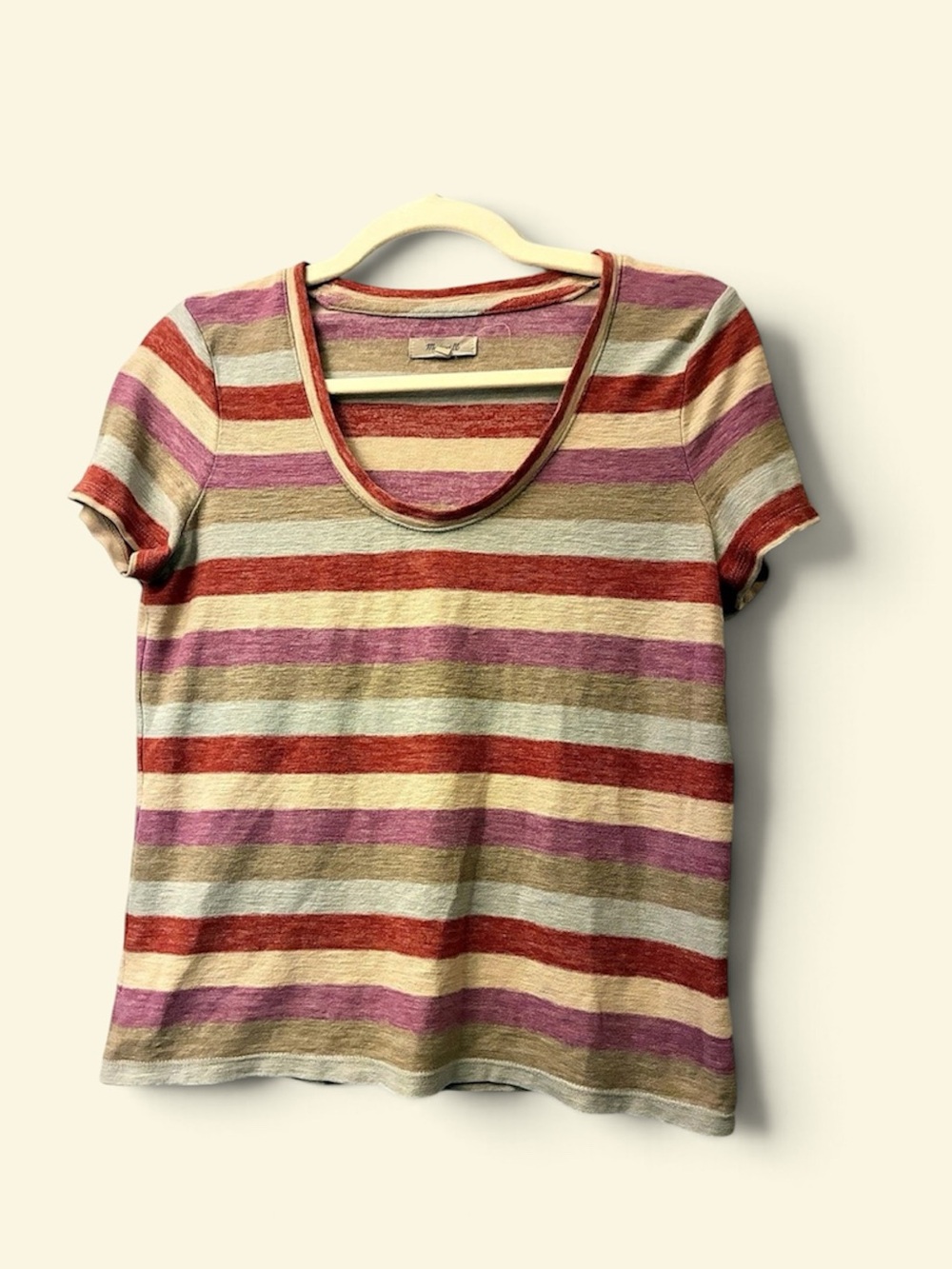 Madewell Striped Short Sleeve Tee in Red & Purple Size XS